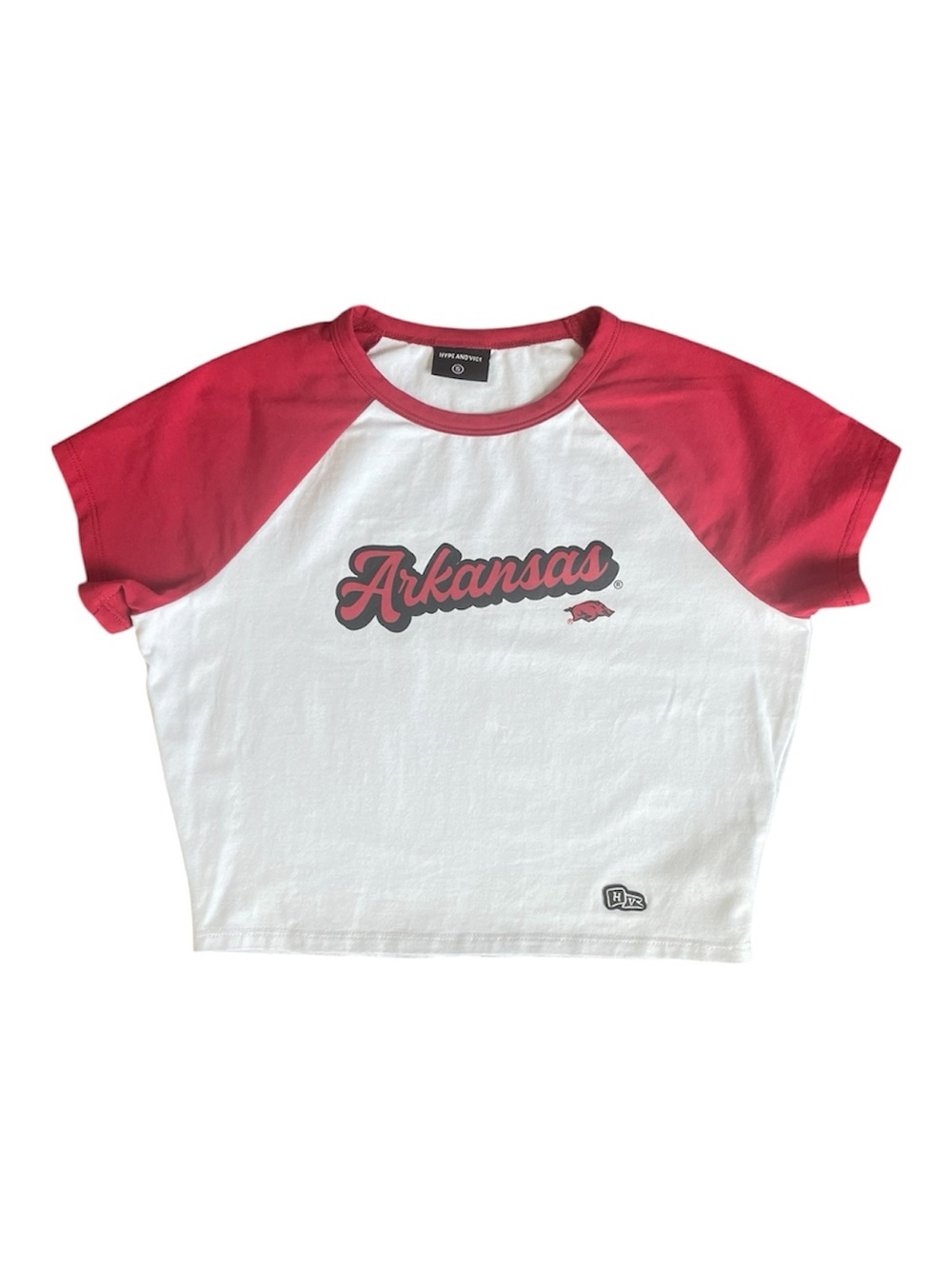 Hype And Vice University of Arkansas Homerun Tee Cropped T-shirt